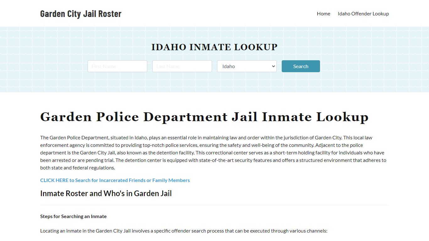 Garden Police Department & City Jail, ID Inmate Roster, Arrests, Mugshots