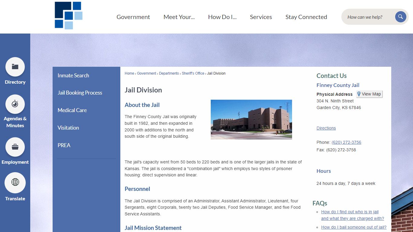Jail Division | Finney County, KS - Official Website